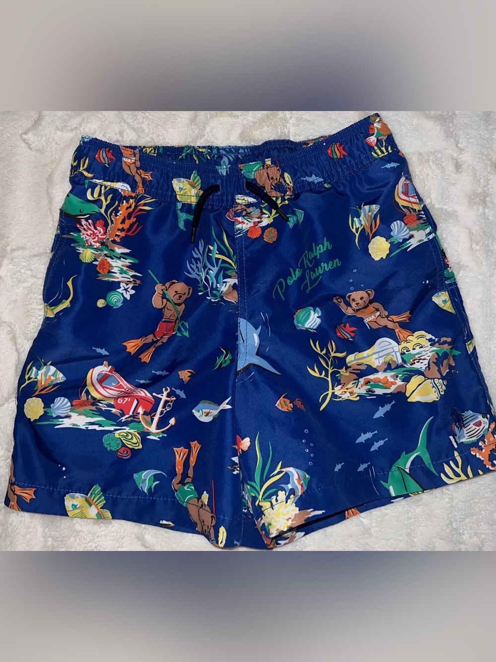 Ralph Lauren Traveler Polo Bear Swim Trunk Boys size small / 8